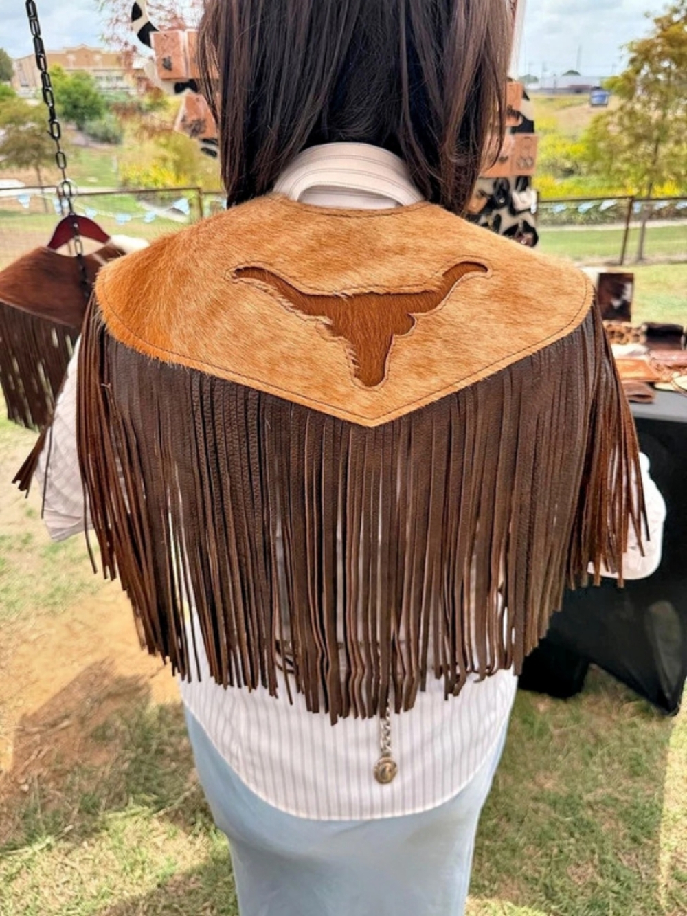 Longhorn Cowhide Leather Shawl